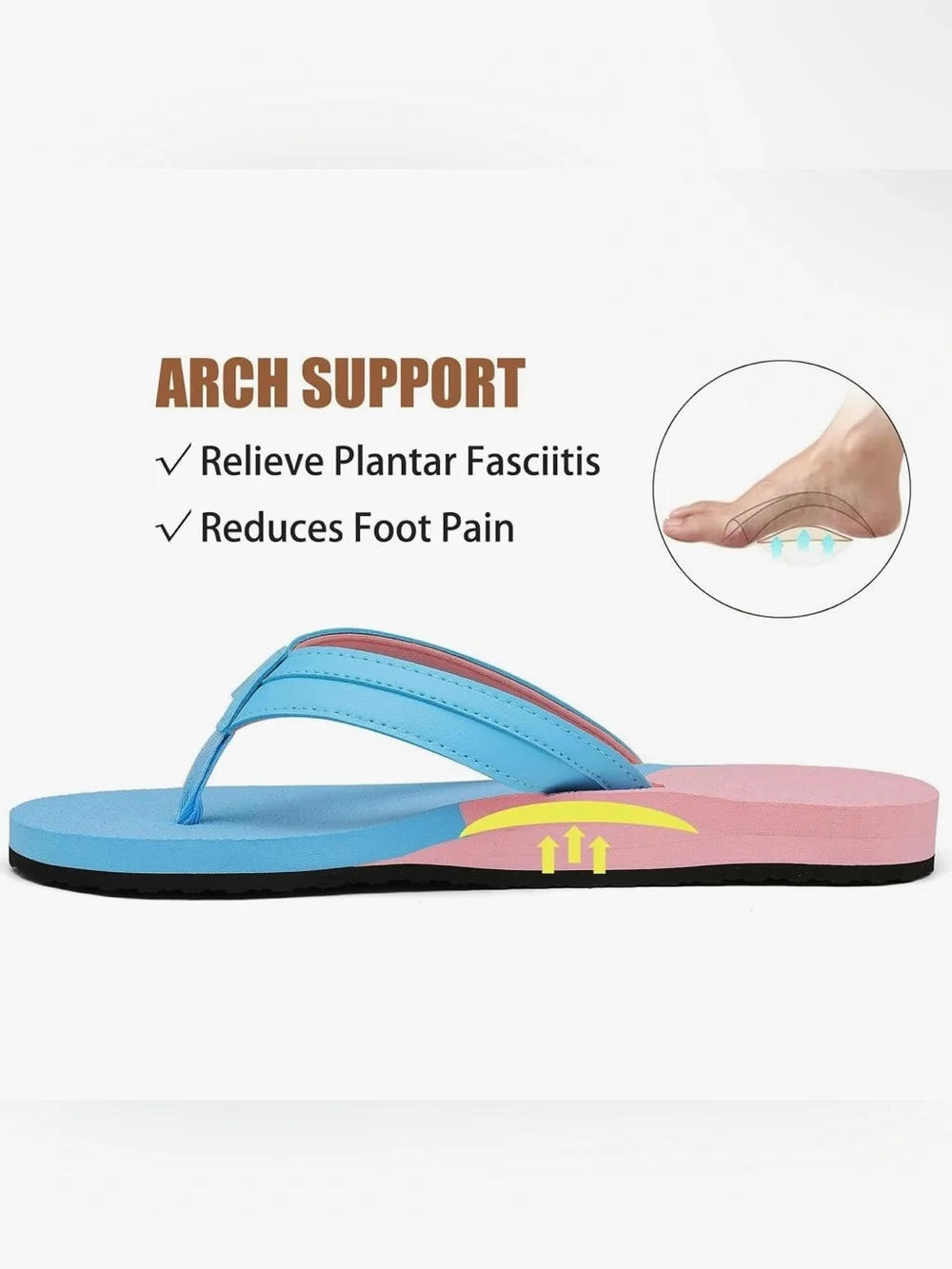 Flip Flops for Women with Arch Support Comfortable Cushion